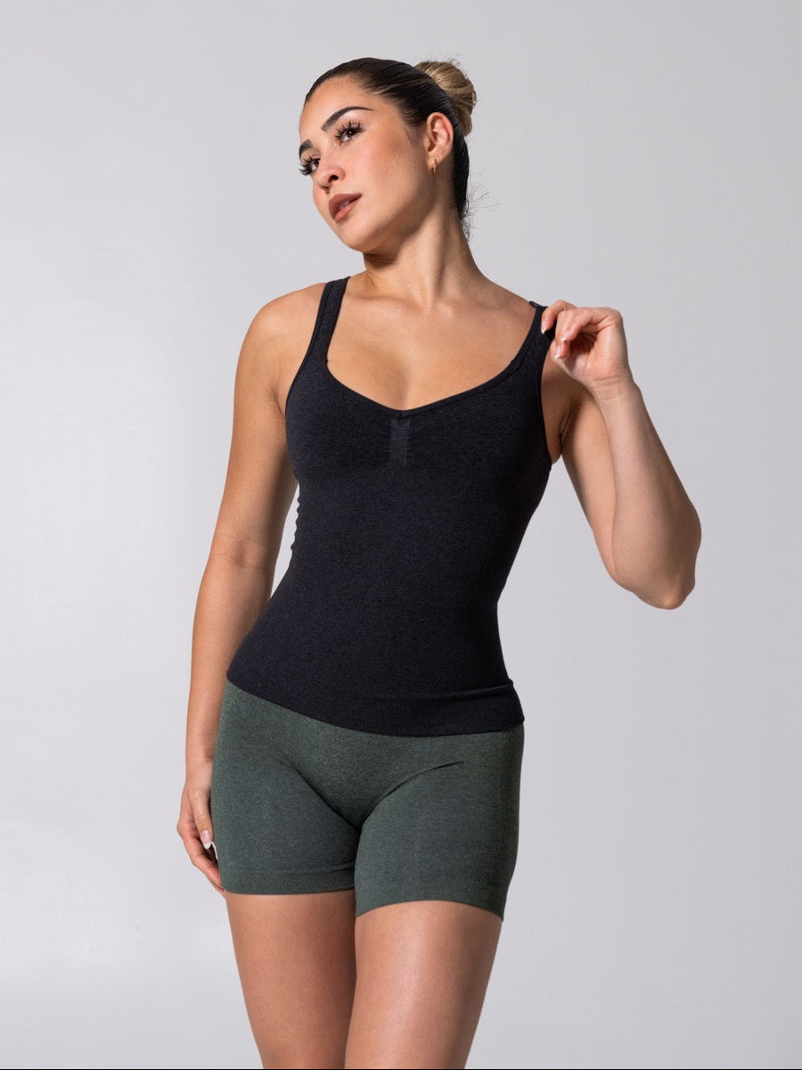 **PREORDER** Miracle Seamless Hip Tank - Heather Charcoal