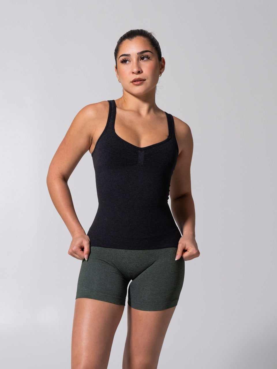 **PREORDER** Miracle Seamless Hip Tank - Heather Charcoal