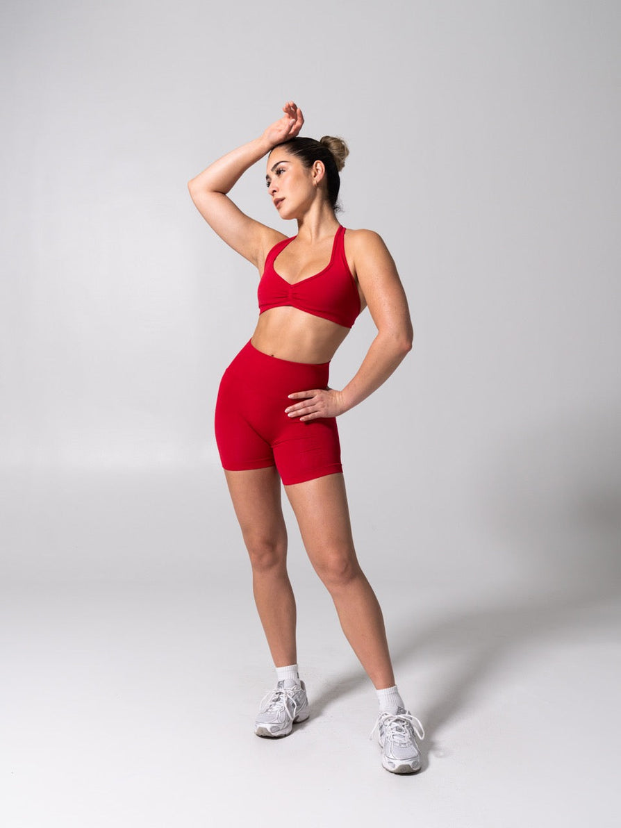 **PREORDER** Micro Seamless Sports Bra - Heather Lipstick Red