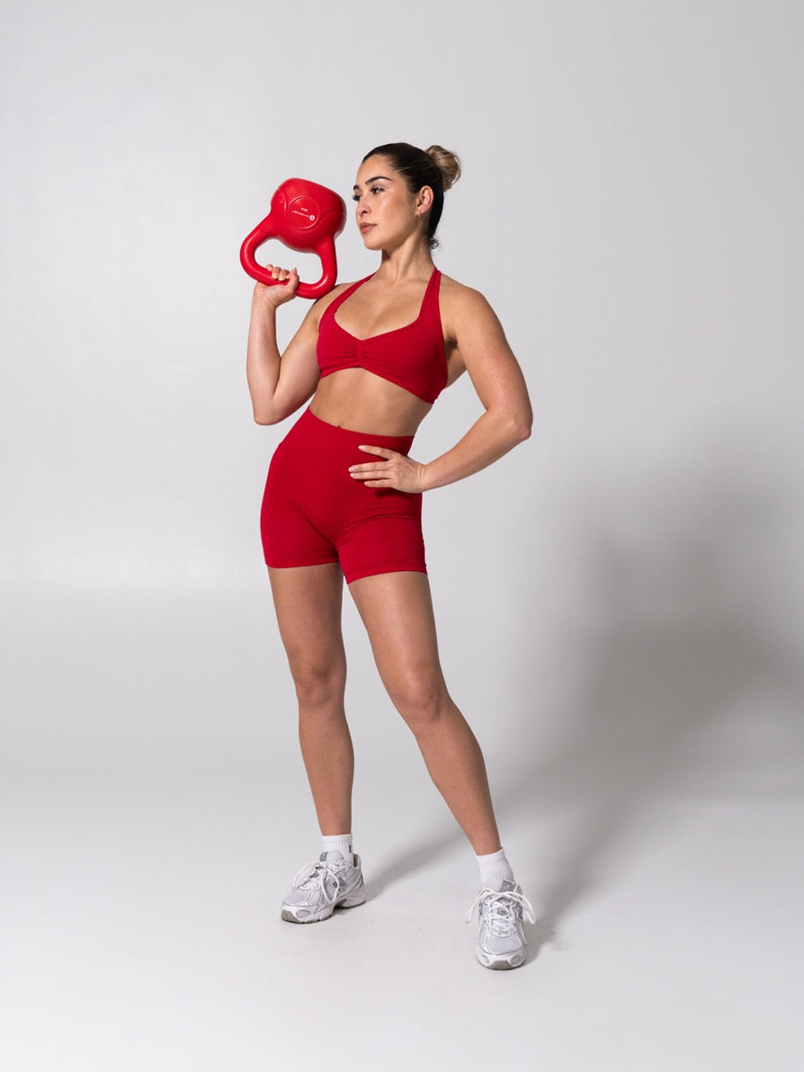 **PREORDER** Miracle Seamless Short 4.5" - Heather Lipstick Red