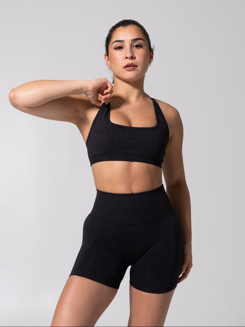 **PREORDER** Power Seamless Sports Bra - Heather Charcoal