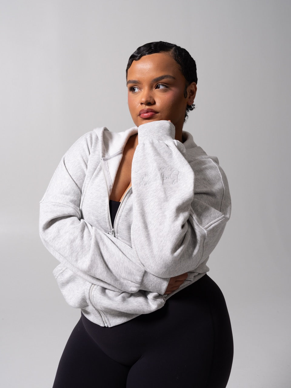 Threads Waist Zip Hoodie - Heather Grey