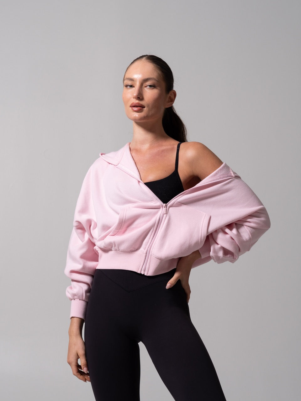 Threads Waist Zip Hoodie - Light Hot Mess