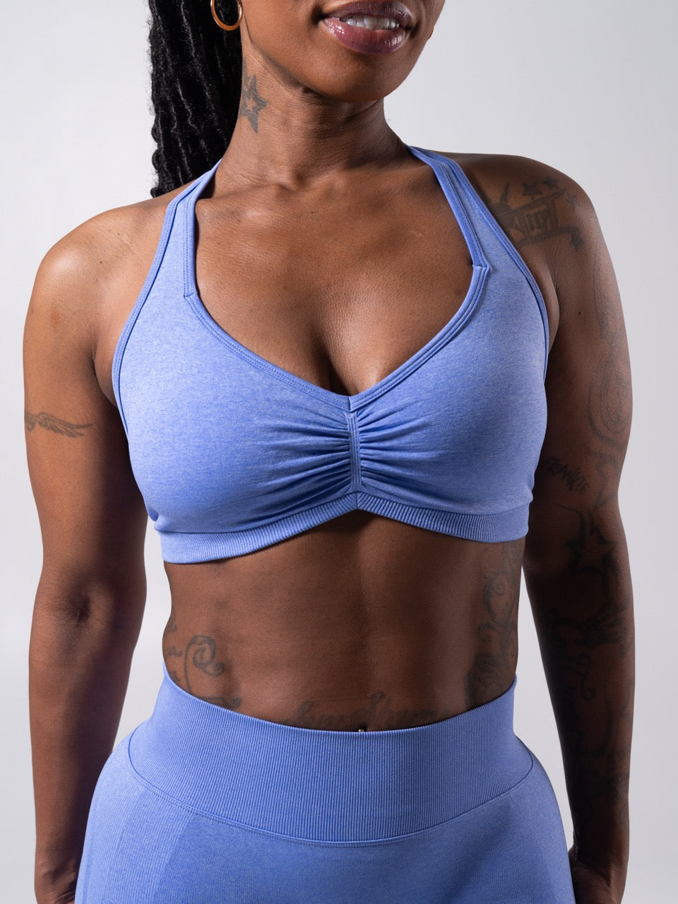 **PREORDER** Micro Seamless Sports Bra - Heather Azul
