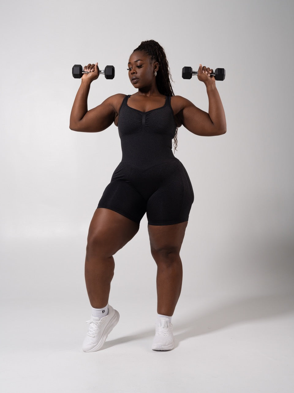 **PREORDER** Miracle Scrunch Seamless Bodysuit 5" - Heather Charcoal