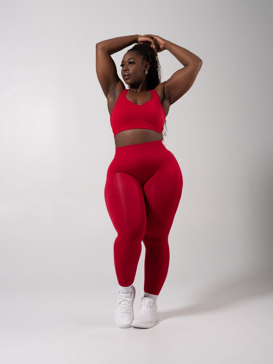**PREORDER** Vida Seamless Sports Bra - Heather Lipstick Red