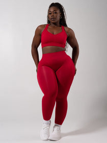 Miracle Seamless Mid Rise Legging - Heather Lipstick Red
