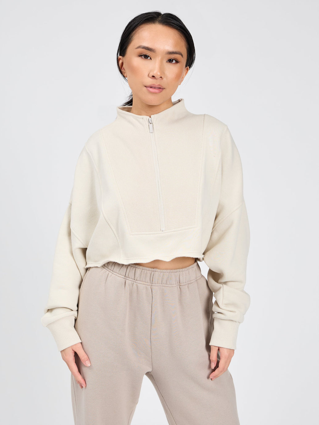 Threads Quarter Zip Crop - Bone