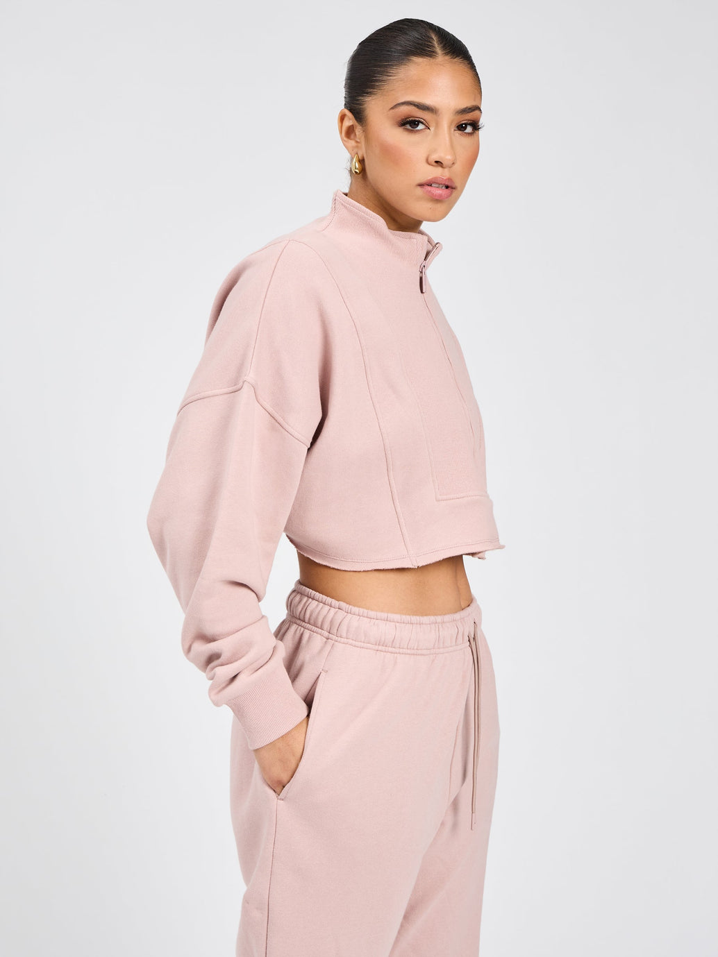 Threads Quarter Zip Crop - Berry Ice