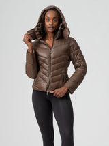 Thumbnail 1 of Waist Taper Puffer Jacket - Dark Brown, 1 of 8