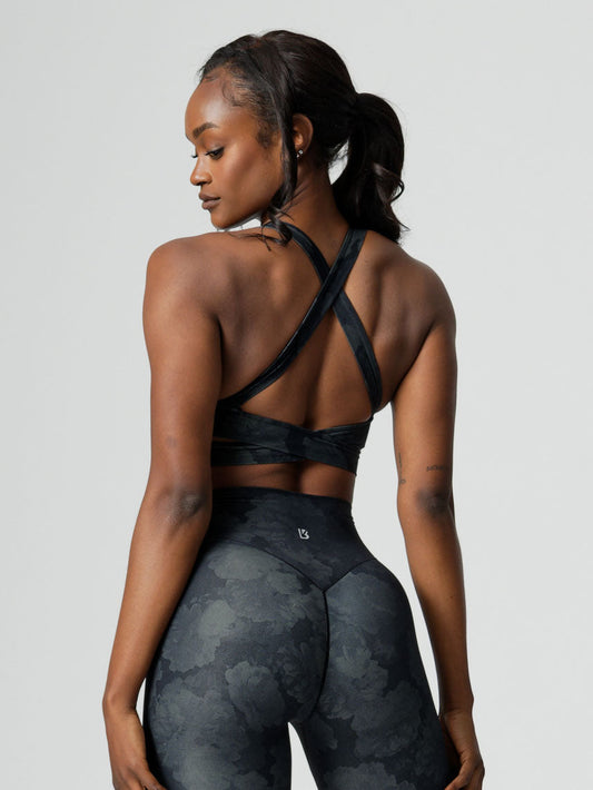 Alpha Sports Bra - Black Dahlia Print