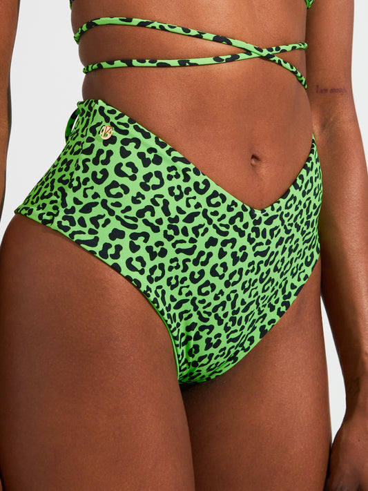 Sharkbite Bikini Bottom - Green Leopard Print