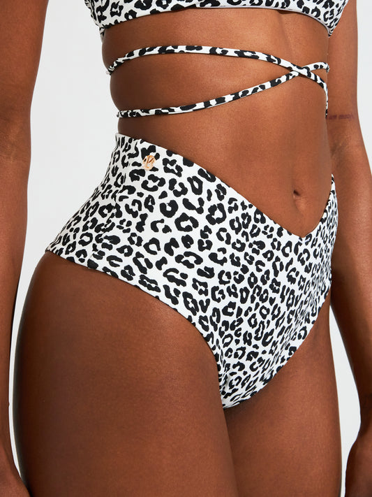 Sharkbite Bikini Bottom - White Leopard Print