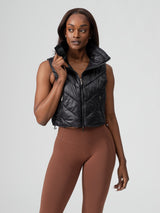 Cinch Waist Puffer Vest - Onyx Black