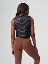 Cinch Waist Puffer Vest - Onyx Black