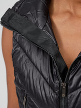 Cinch Waist Puffer Vest - Onyx Black