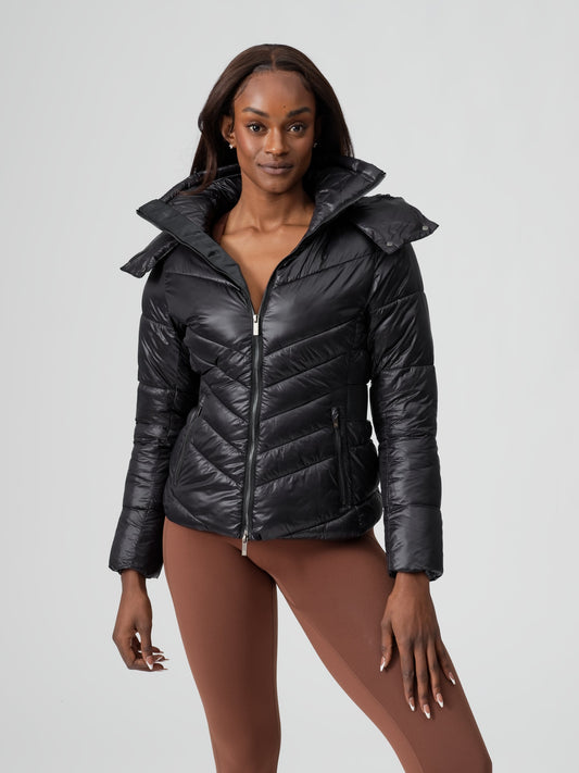 Waist Taper Puffer Jacket - Onyx Black