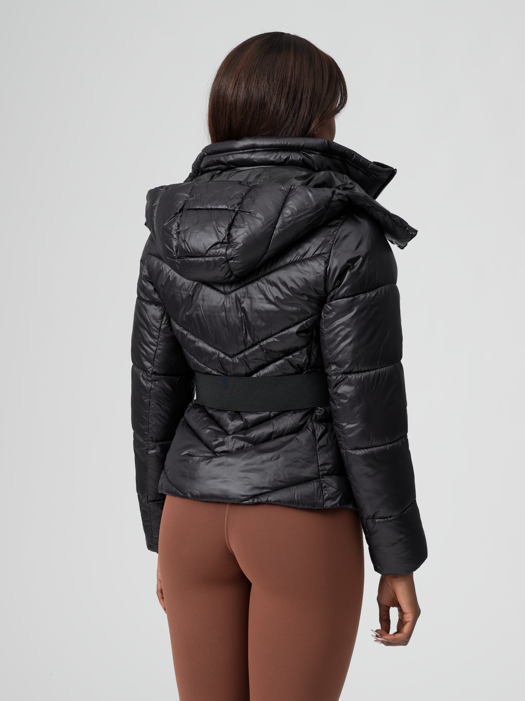 Waist Taper Puffer Jacket - Onyx Black