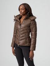Thumbnail 4 of Waist Taper Puffer Jacket - Dark Brown, 4 of 8