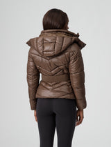 Thumbnail 5 of Waist Taper Puffer Jacket - Dark Brown, 5 of 8