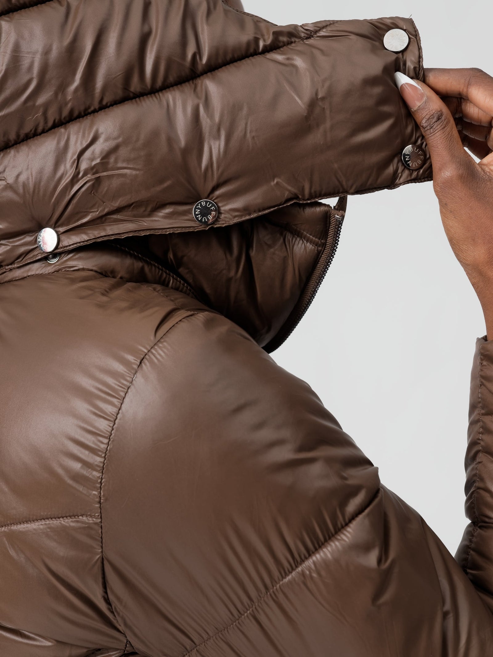 Waist Taper Puffer Jacket - Dark Brown