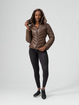 Thumbnail 8 of Waist Taper Puffer Jacket - Dark Brown, 8 of 8