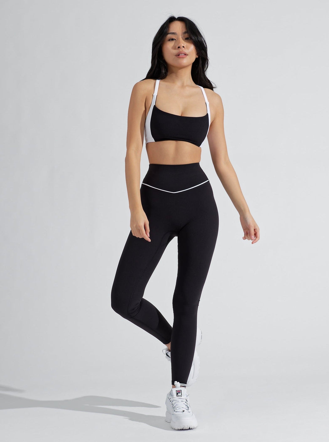 Aurora Sports Bra - Onyx Black and White