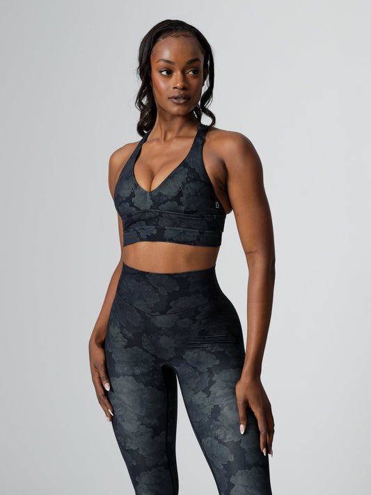 Alpha Sports Bra - Black Dahlia Print