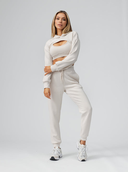 Luxe Bolero Hoodie - Eggshell